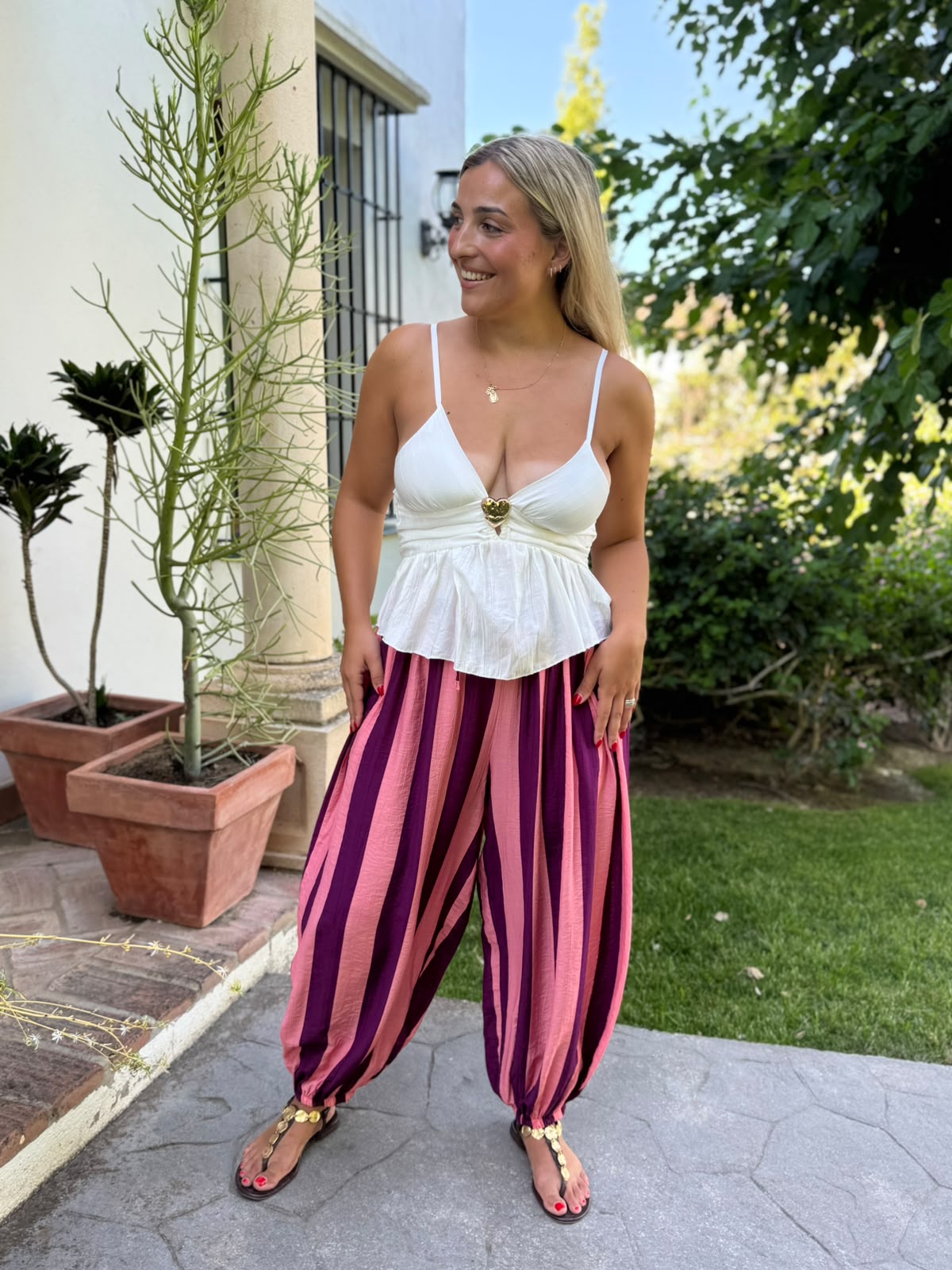 Pantalon globo rayas