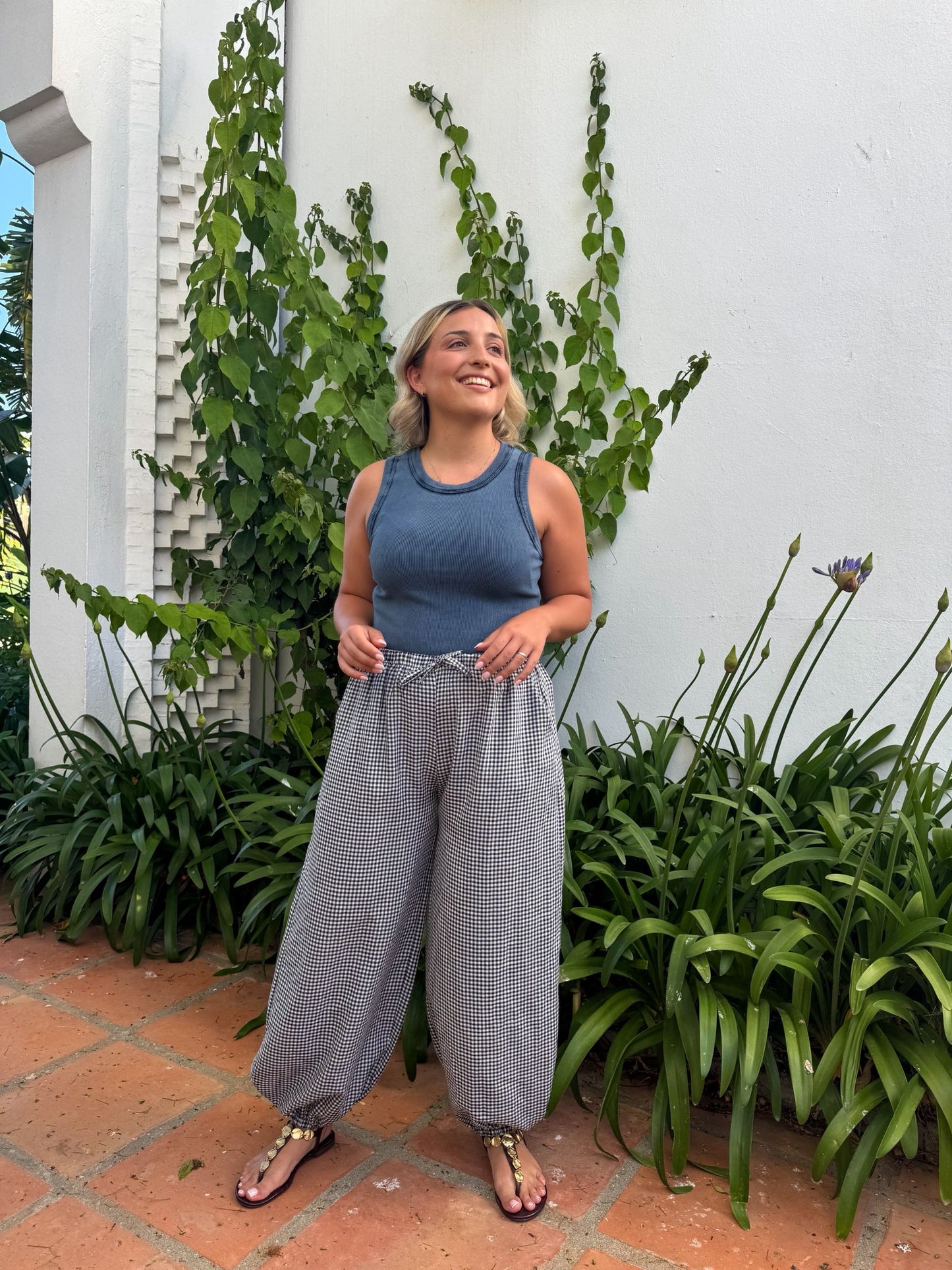 Pantalon globo vichy