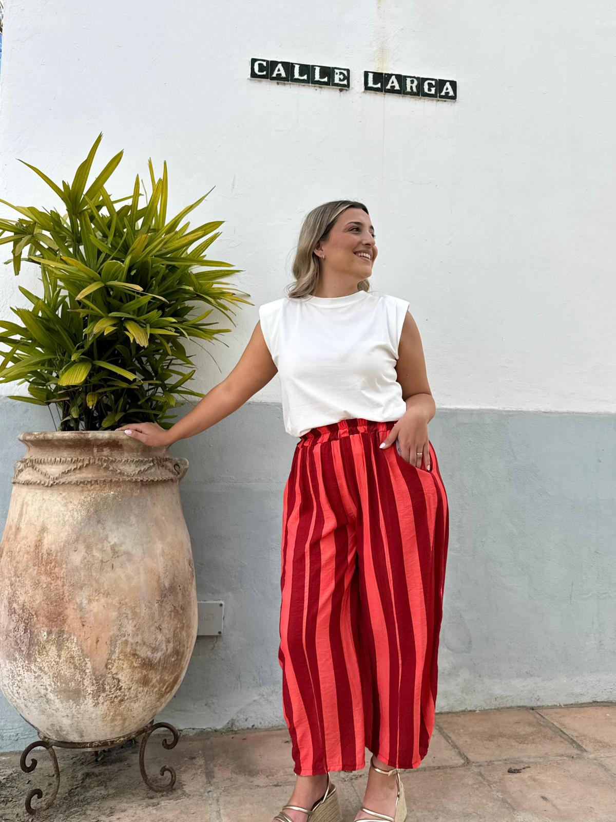 Pantalón baggy rayas colores