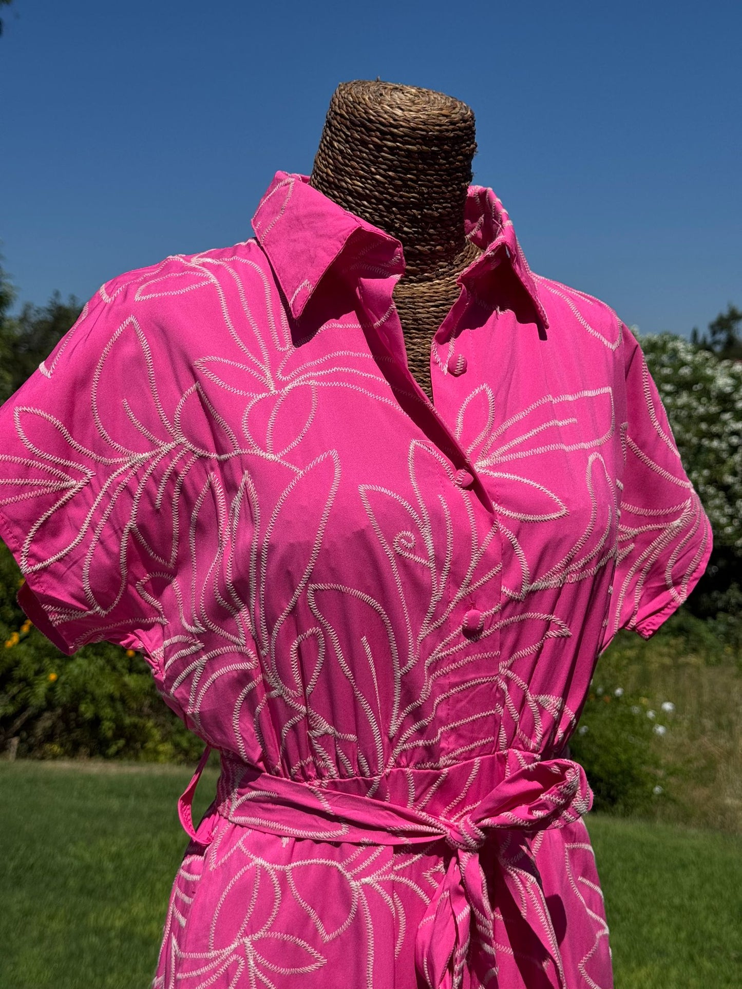 Vestido camisero rosa
