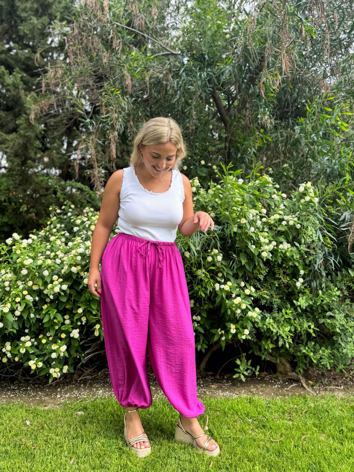 Pantalón globo liso
