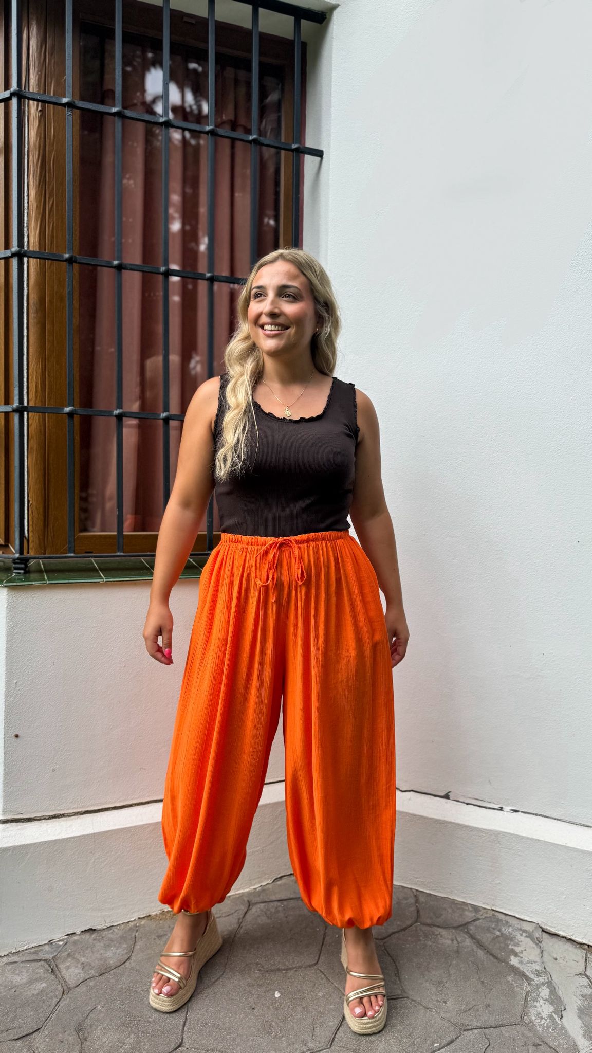 Pantalón globo liso