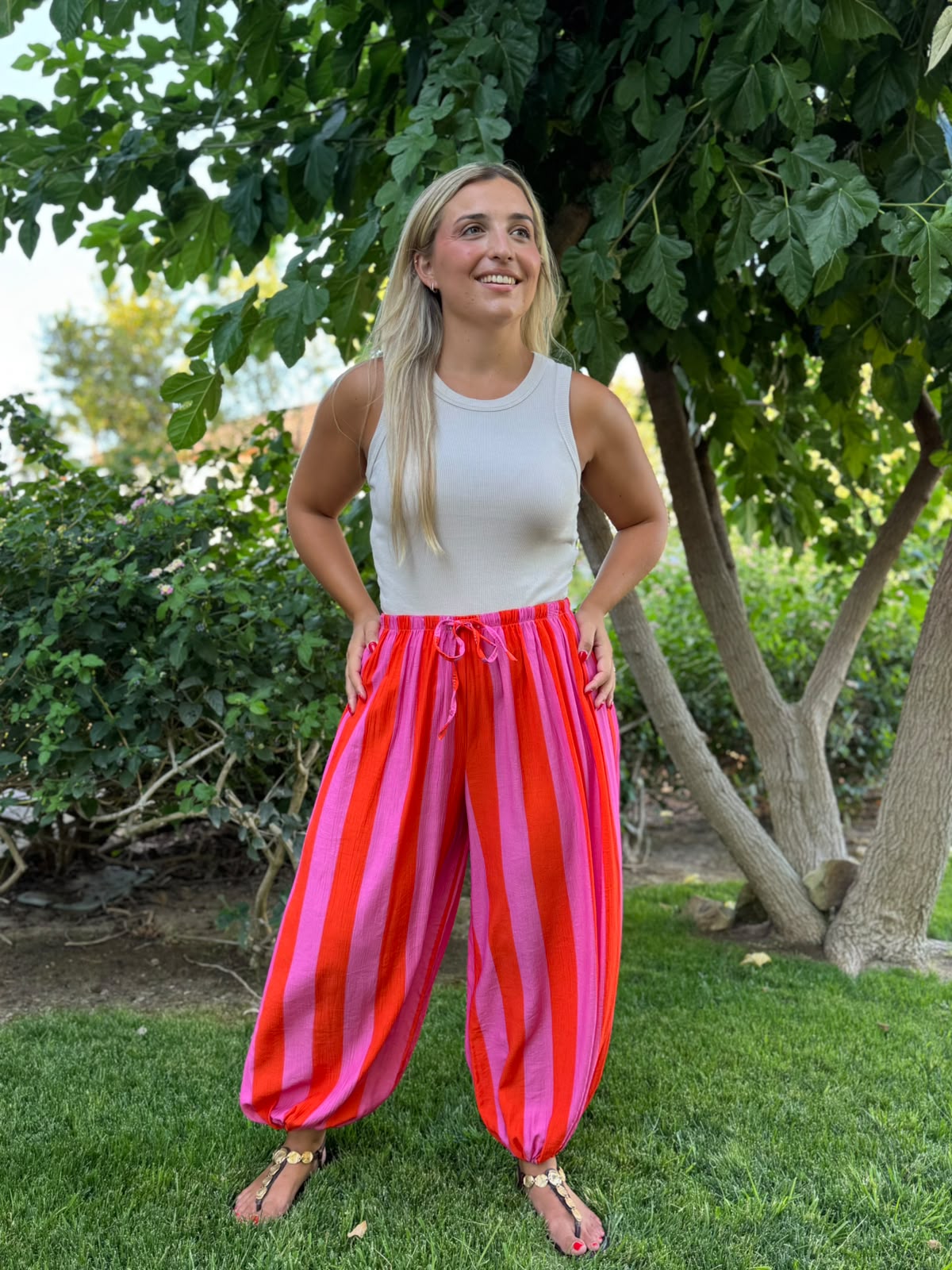 Pantalon globo rayas