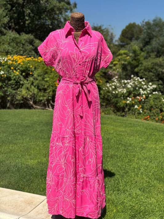 Vestido camisero rosa