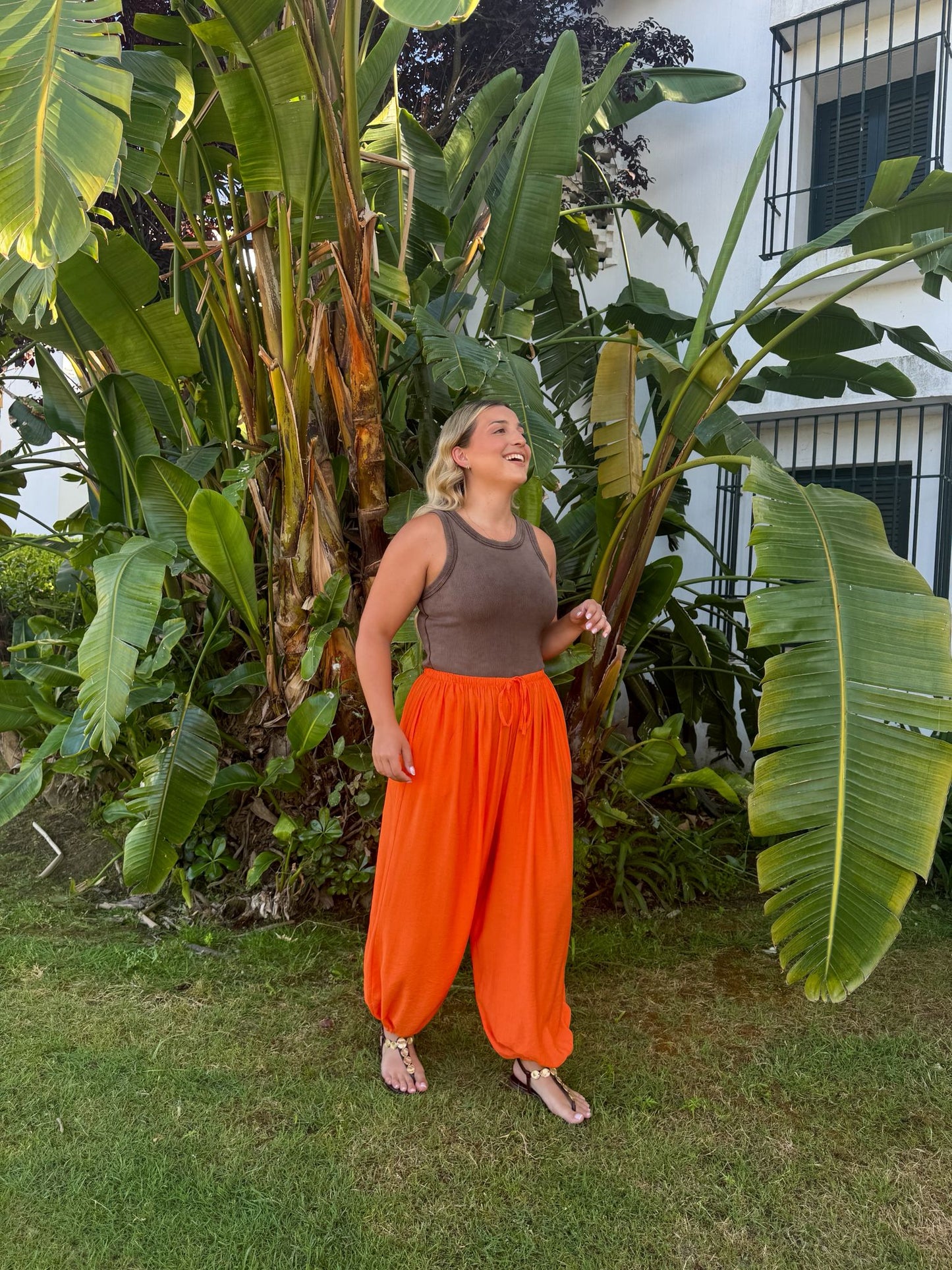 Pantalon globo naranja