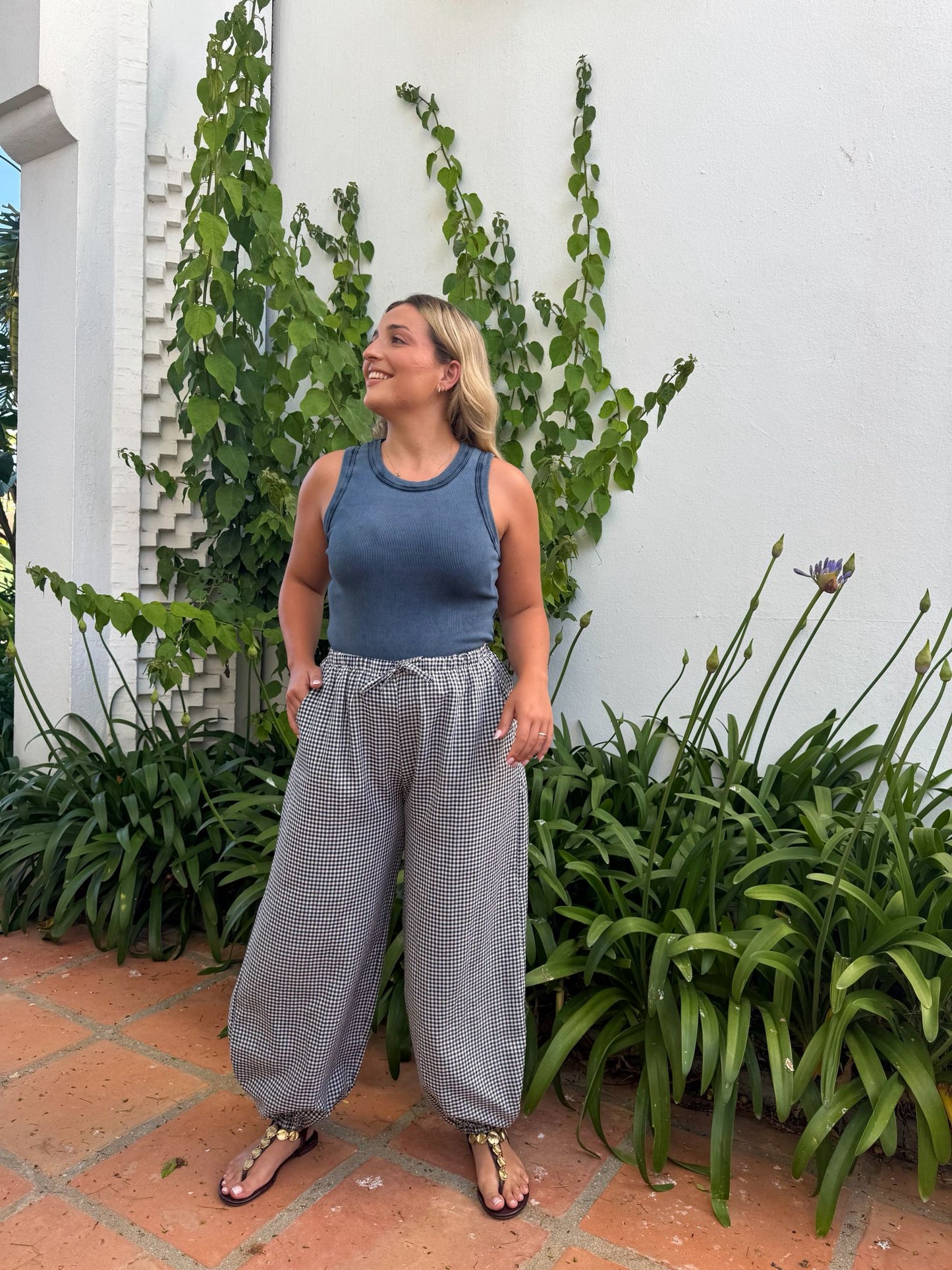 Pantalon globo vichy