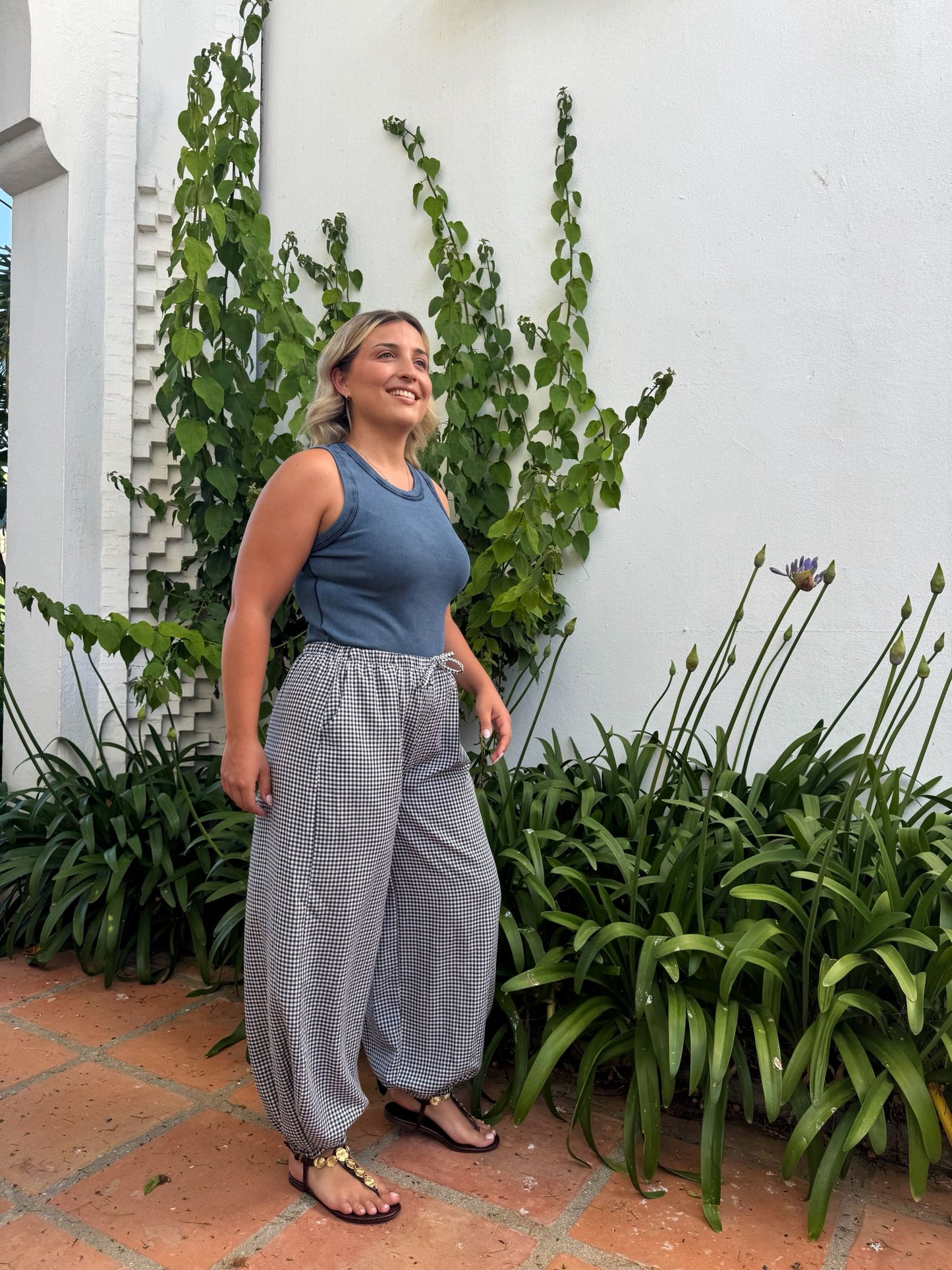 Pantalon globo vichy