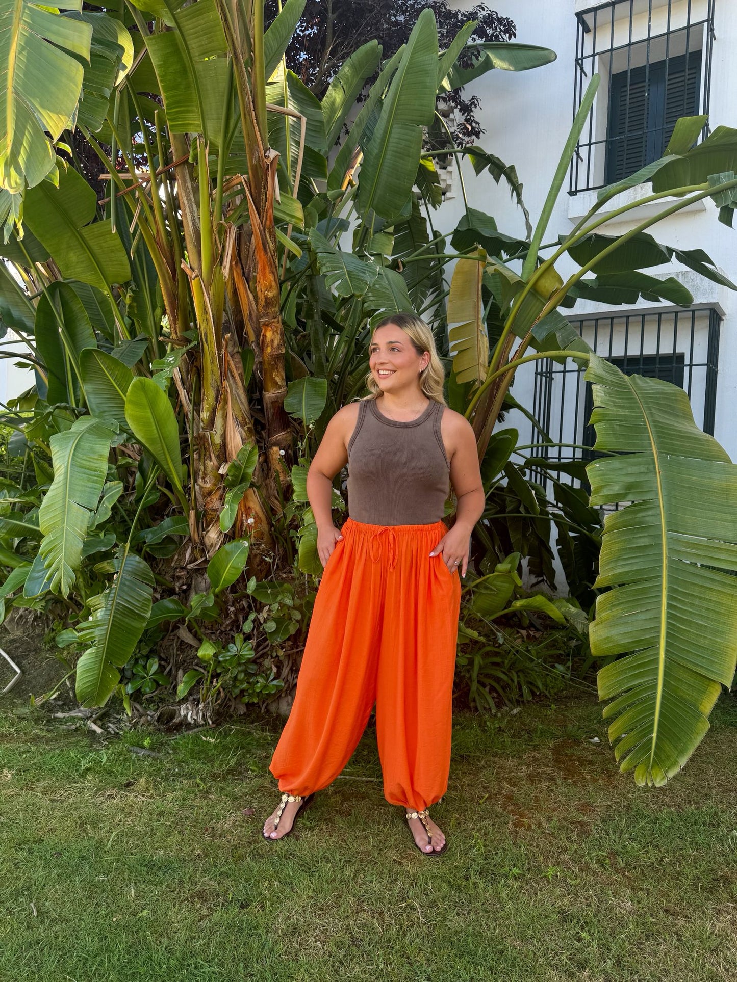 Pantalon globo naranja