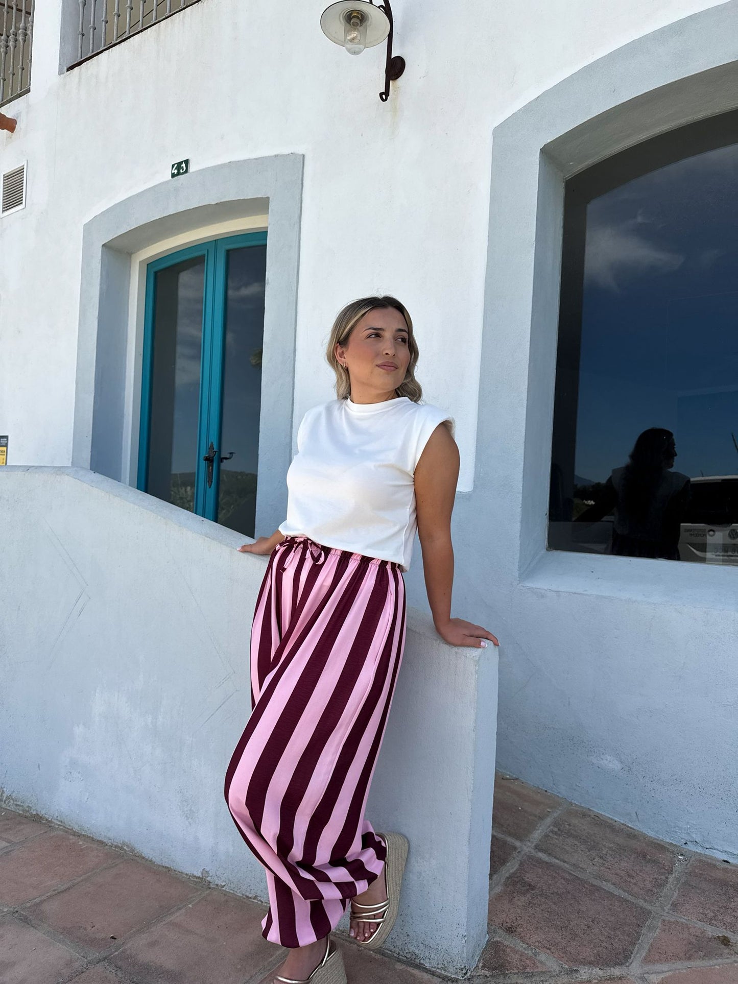 Pantalon globo rayas