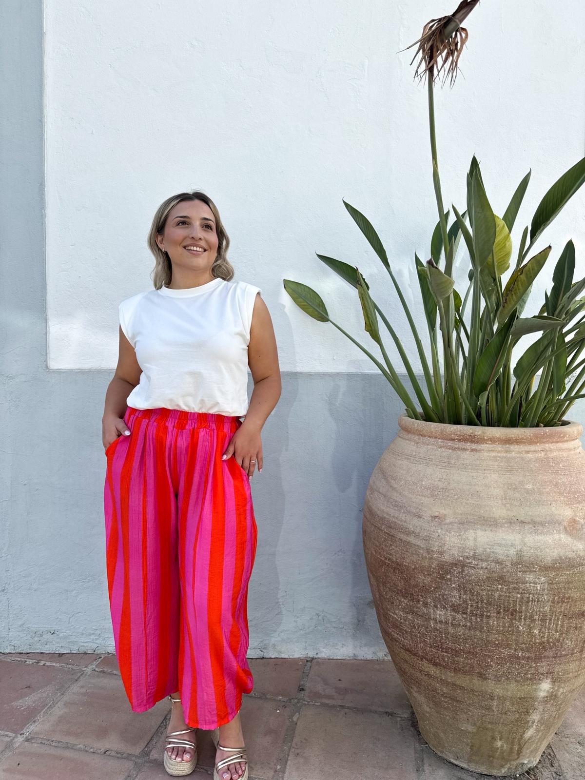 Pantalón baggy rayas colores