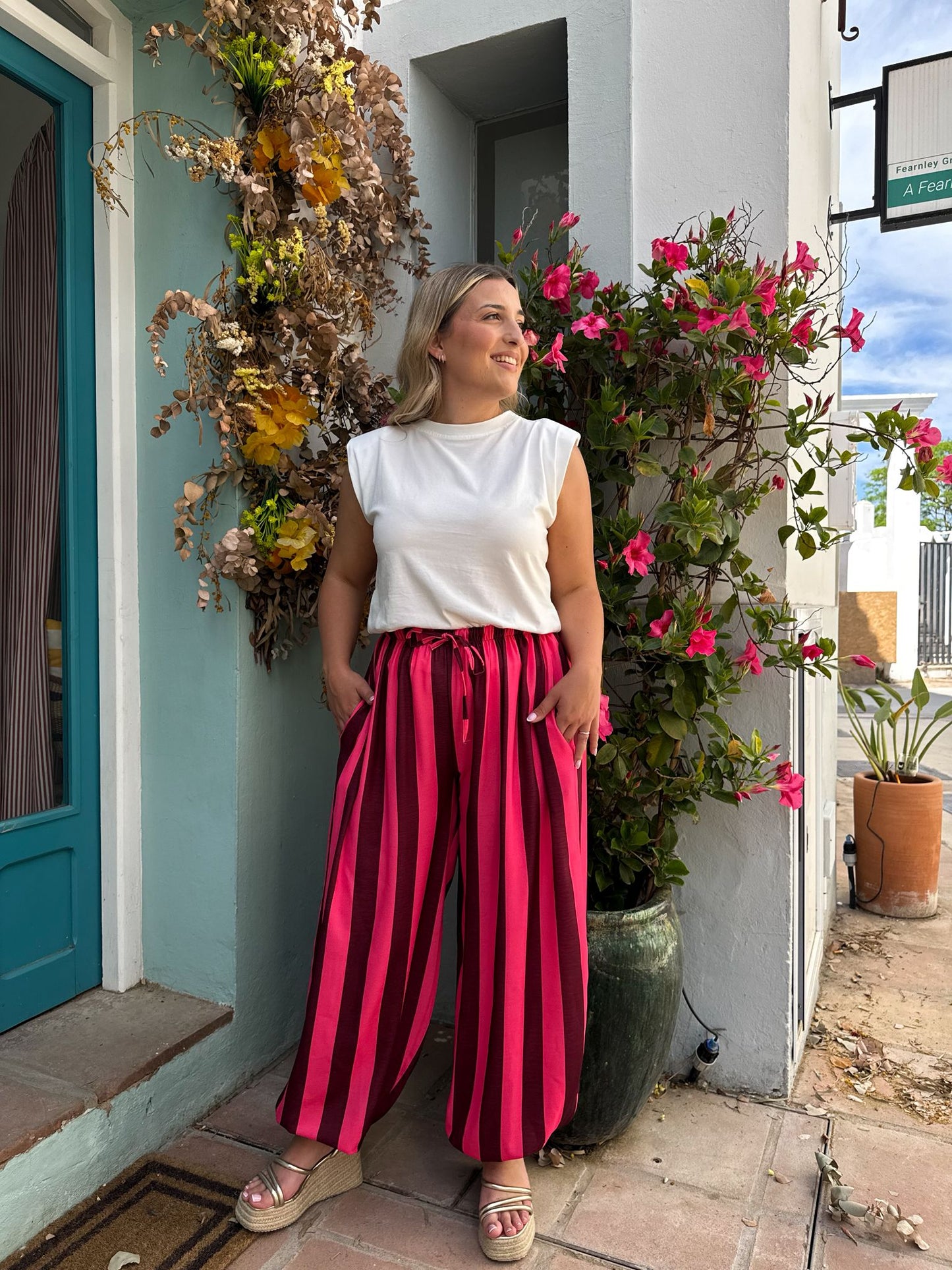 Pantalon globo rayas