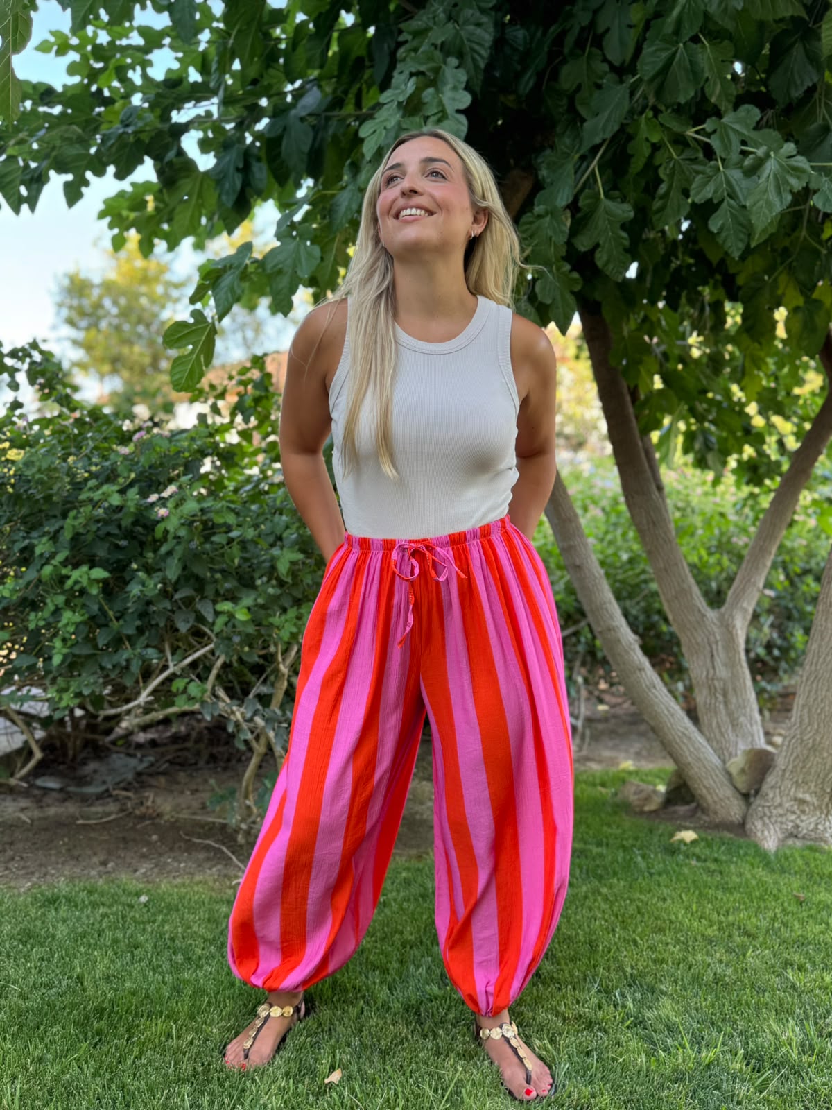 Pantalon globo rayas