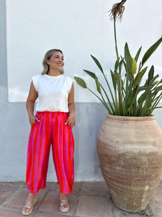 Pantalón baggy rayas colores