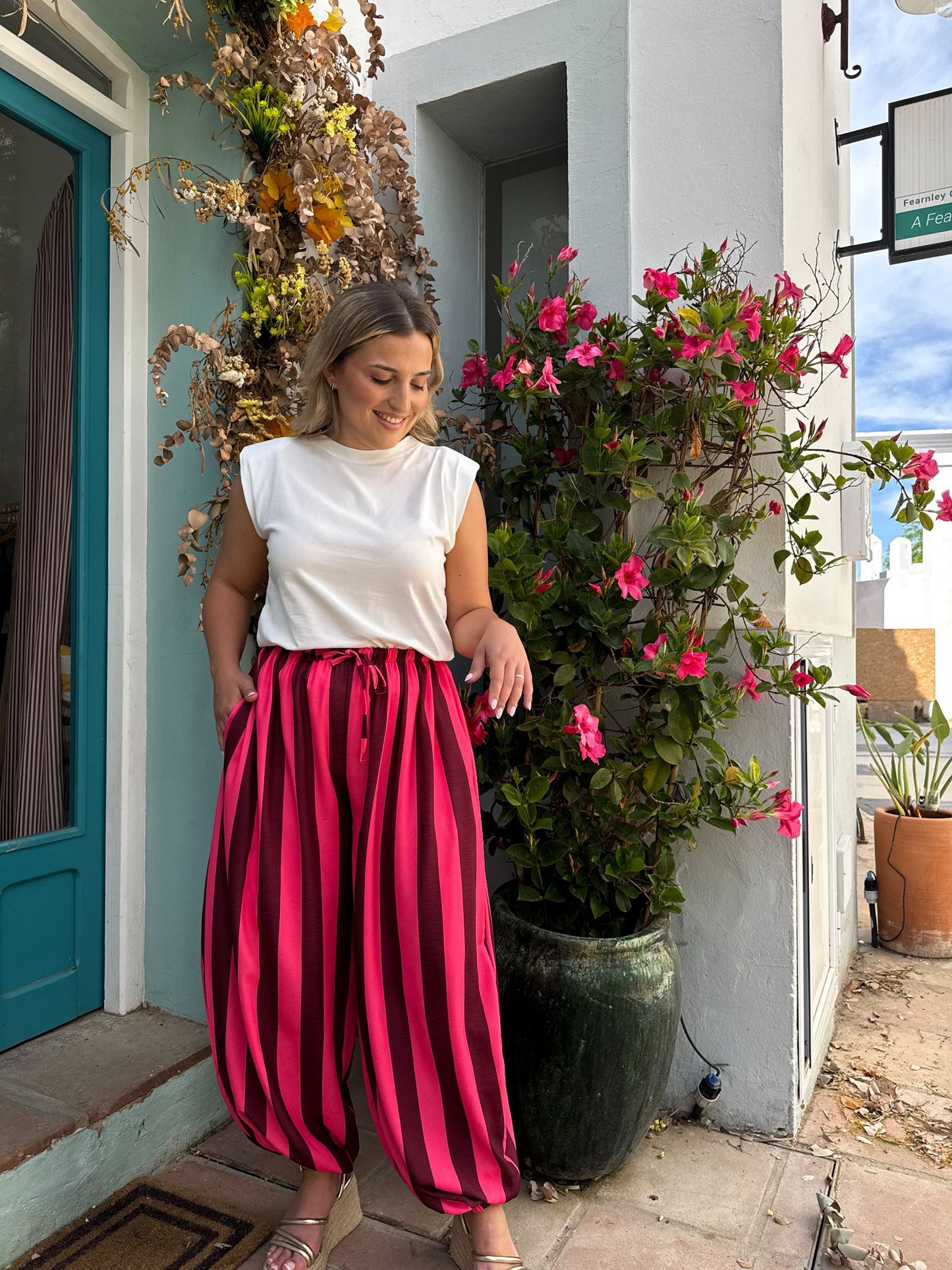 Pantalon globo rayas