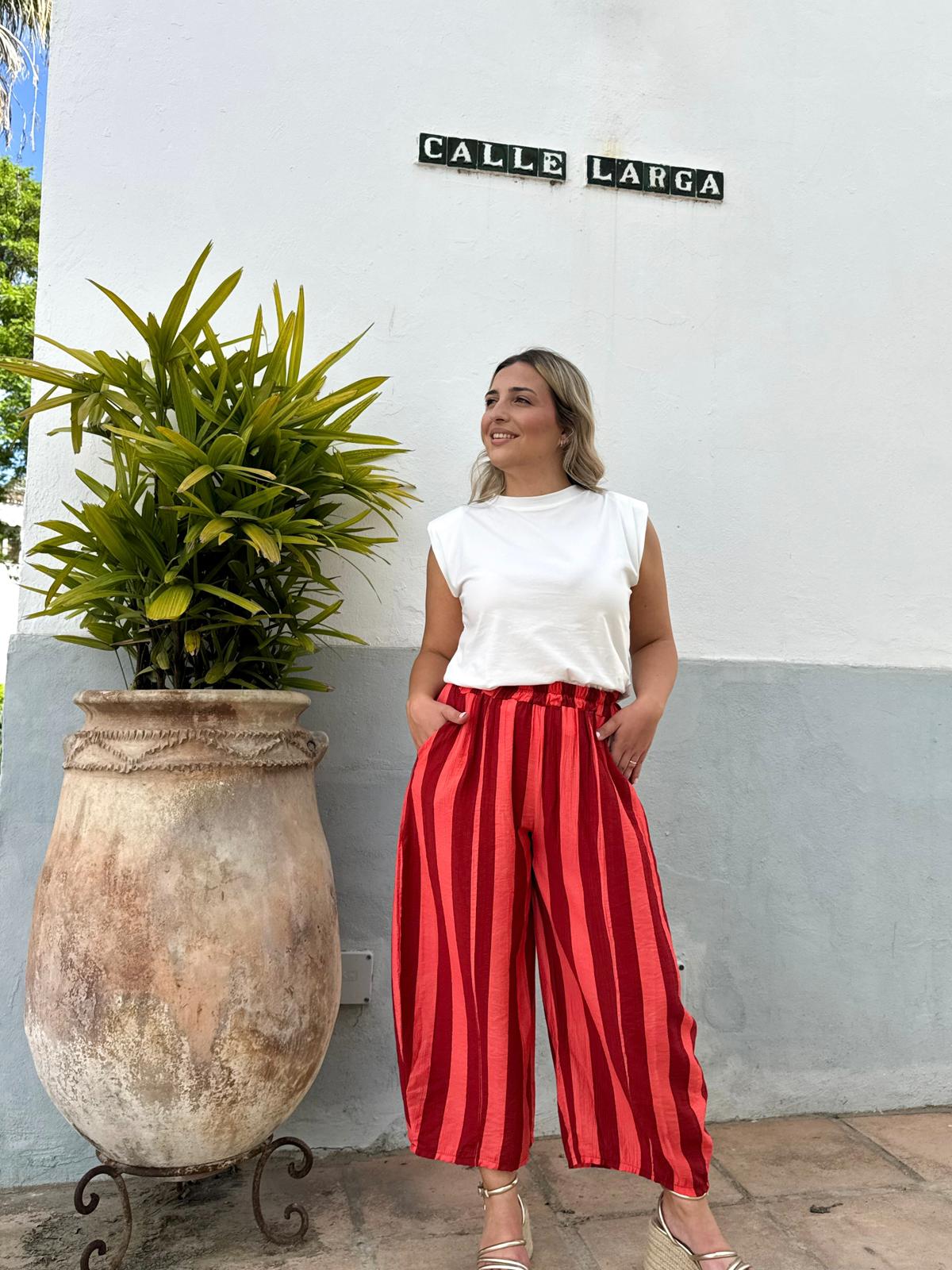 Pantalón baggy rayas colores