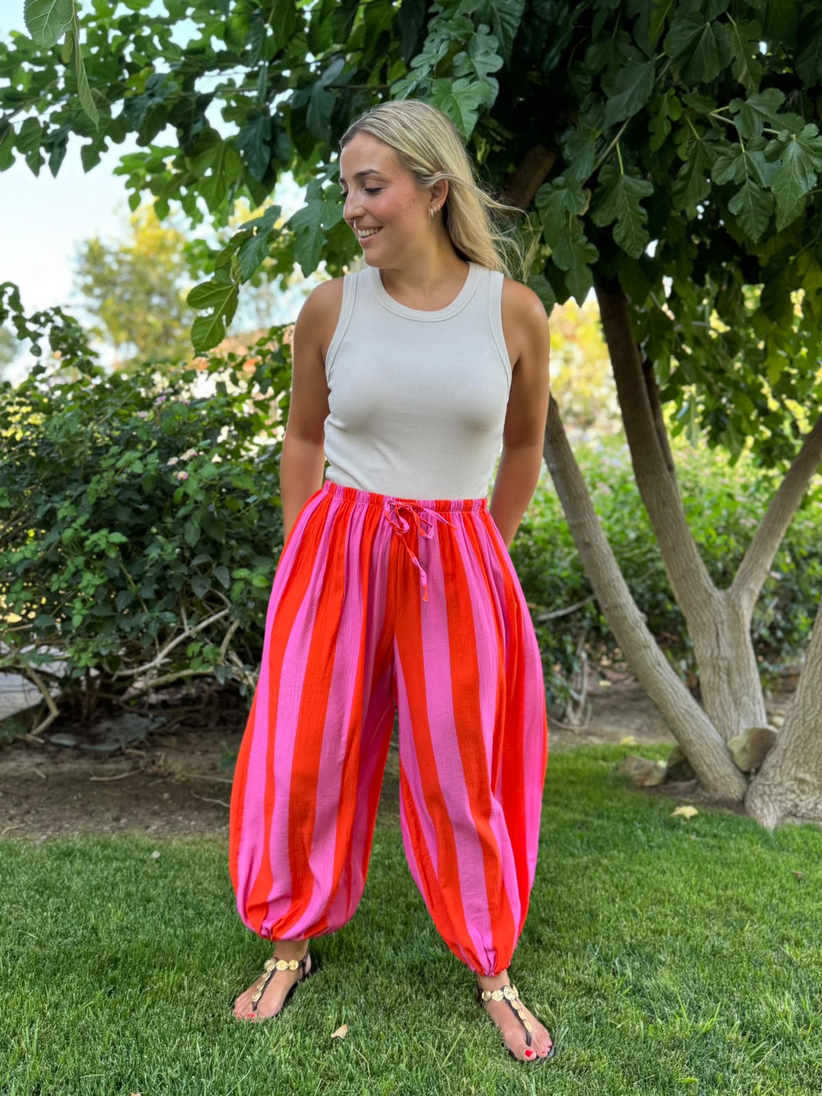 Pantalon globo rayas