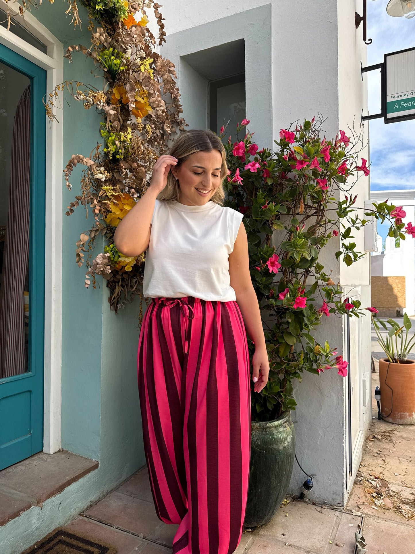 Pantalon globo rayas