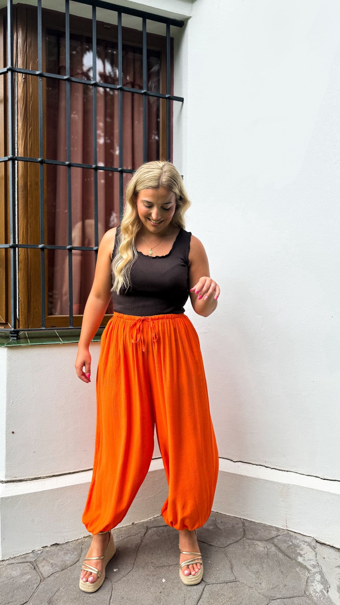 Pantalón globo liso