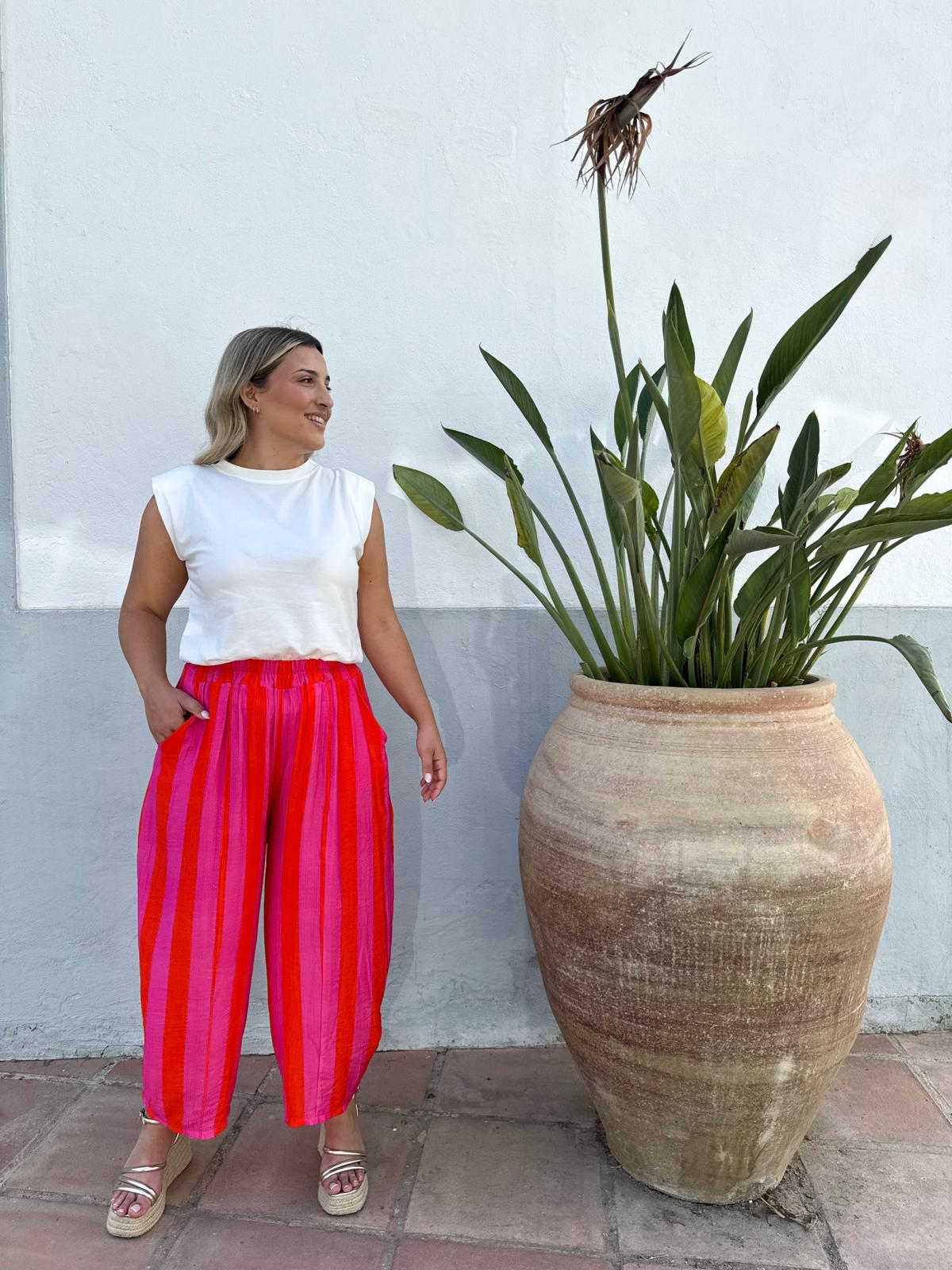 Pantalón baggy rayas colores