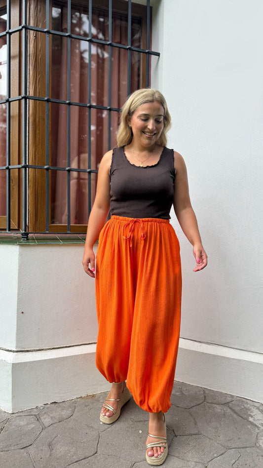 Pantalón globo liso