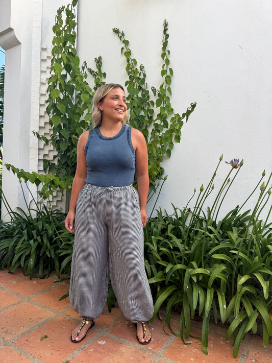 Pantalon globo vichy