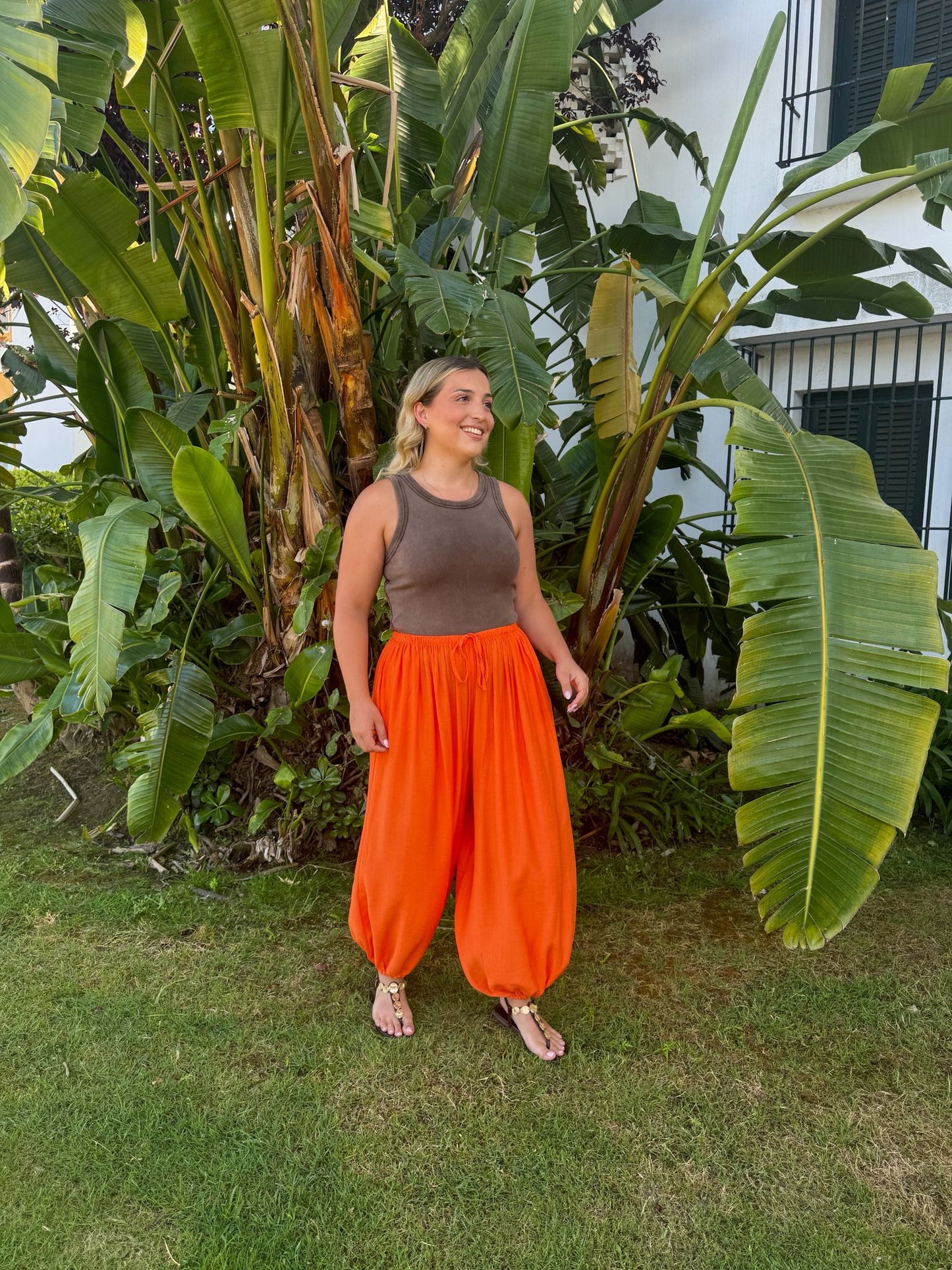 Pantalon globo naranja
