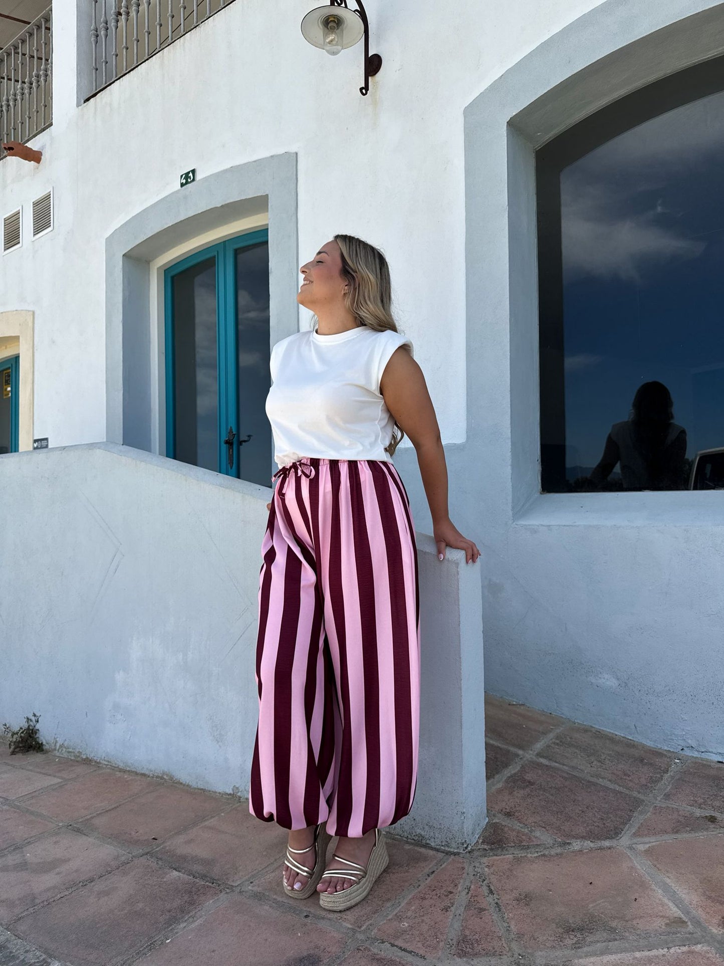 Pantalon globo rayas